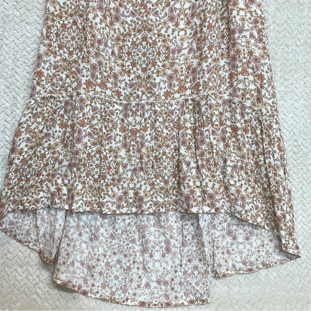 Pink Rose Cottagecore Floral HighLow Smocked Maxi Skirt large Boho Y2K Fairycore - Picture 6 of 6